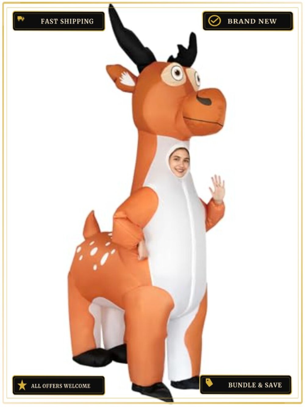 Inflatable Reindeer Costume Adult Funny Blow Up Suit for Halloween Christmas
